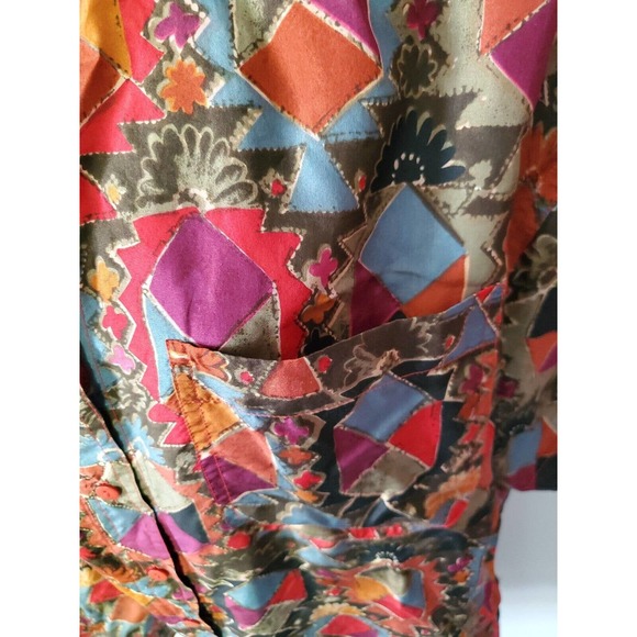 Vintage Details Express Silk Short Sleeve Button Down Medium Shirt Geometric... - Picture 4 of 12